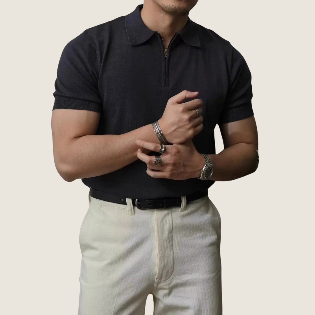 Men's Summer Quater Zip Polo Shirt | Short-Sleeve