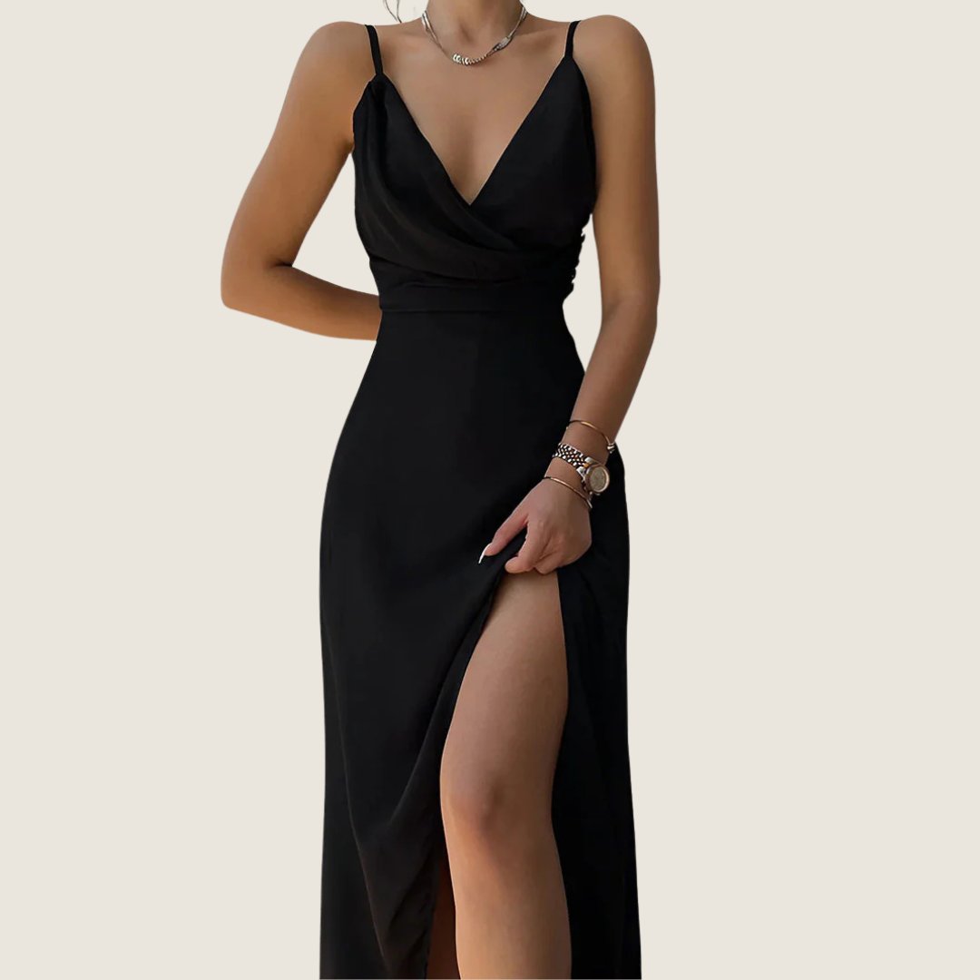 Women's Evening Crossover Neckline Dress | Maxi