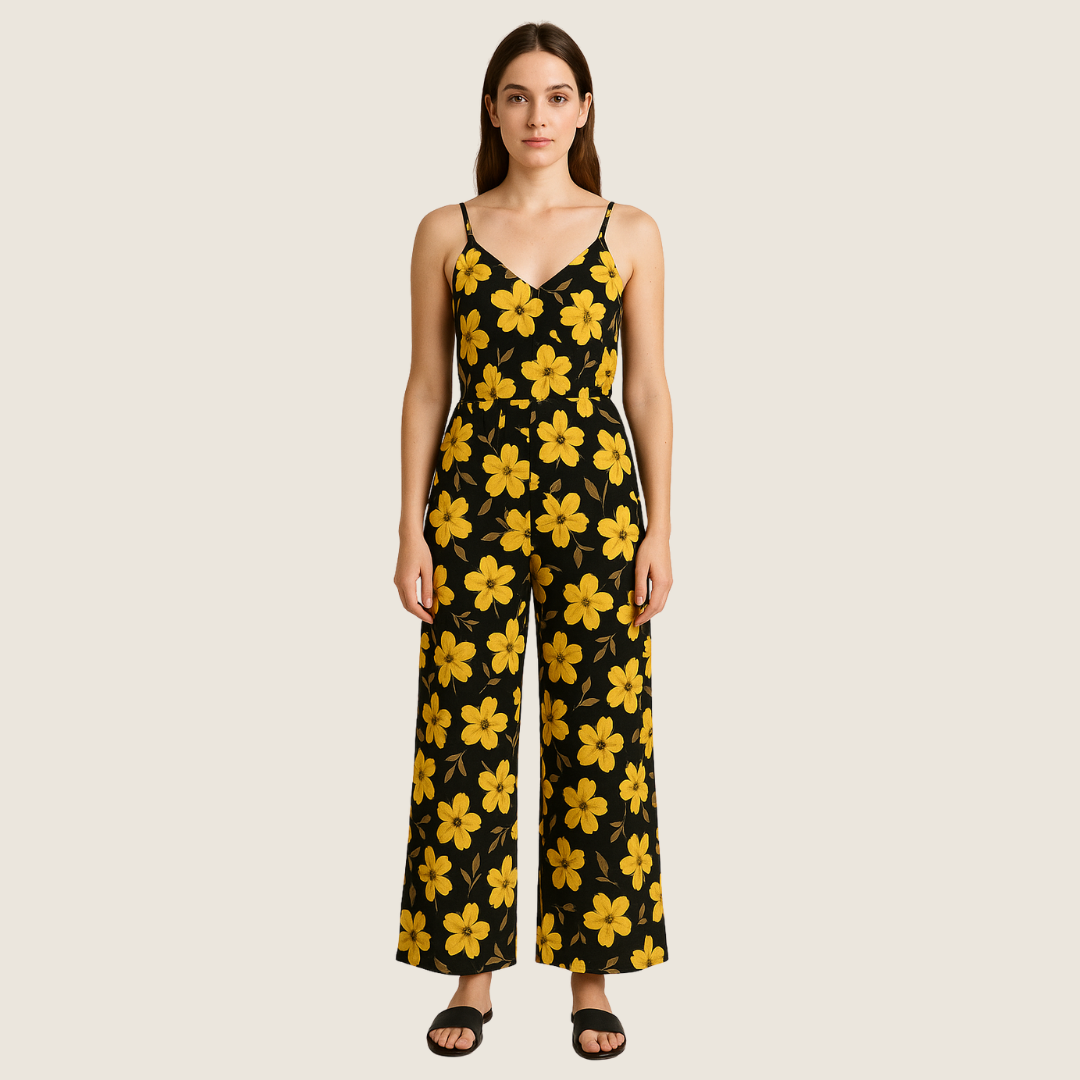 Women's Floral Summer Jumpsuit | V-Neck
