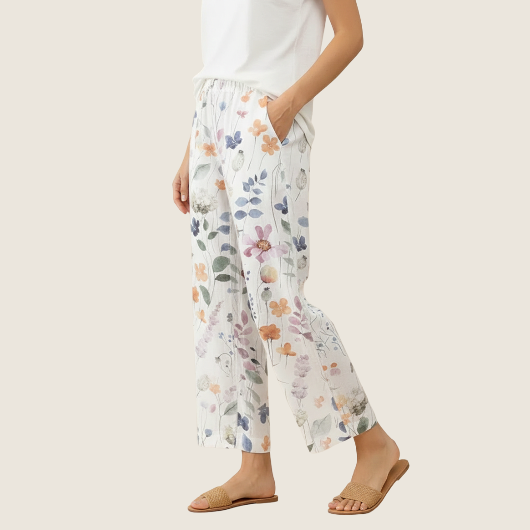 Women's Everyday Floral Trousers | Loose-Fit