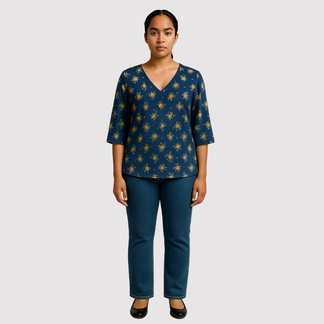 Women's Floral Summer Blouse | Mid-Length Sleeve