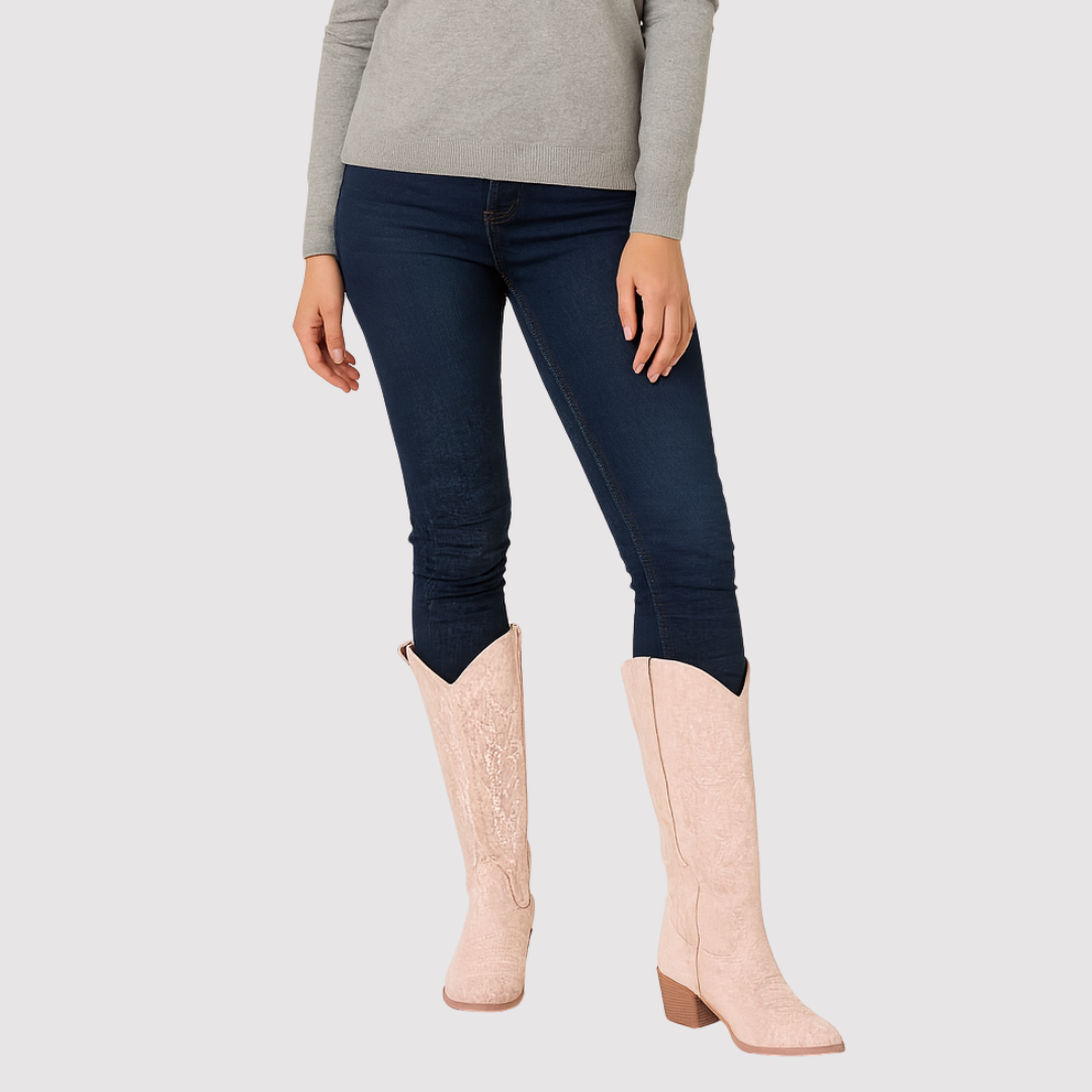 Women’s Knee High Cowboy Booots | Low-Heel
