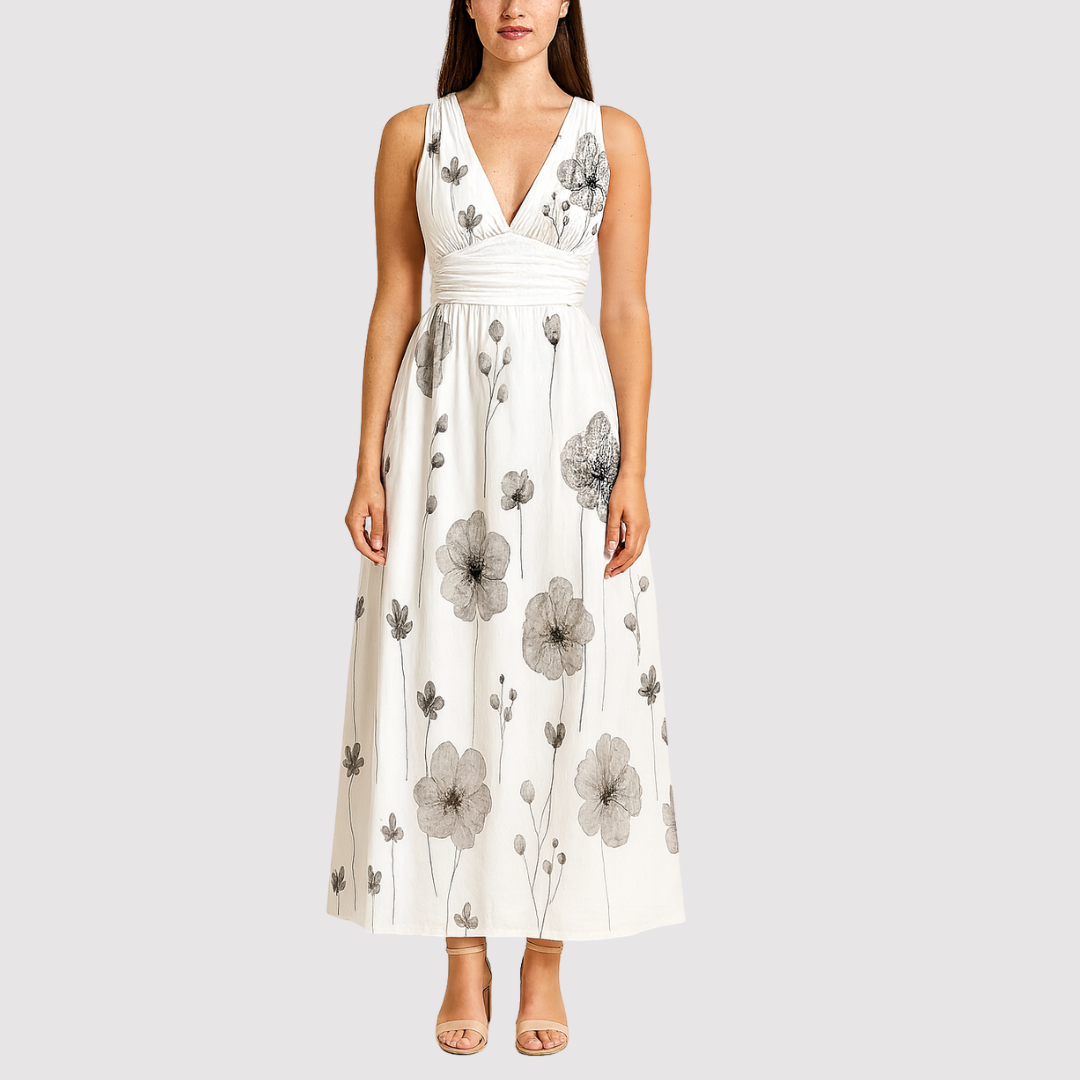 Women’s Summer Floral V-Neck Dress | Maxi