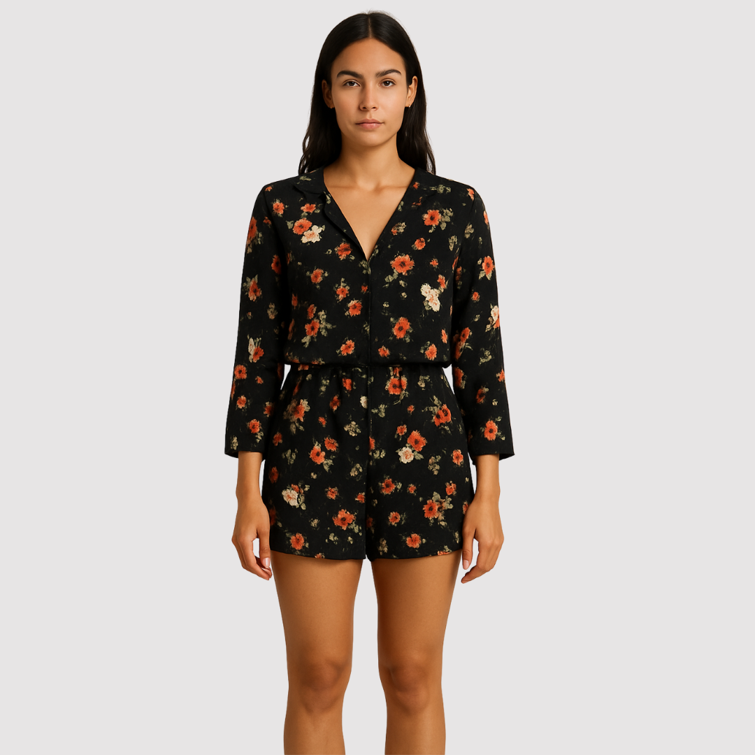 Women's Floral Summer Jumpsuit | Mid-Length Sleeve