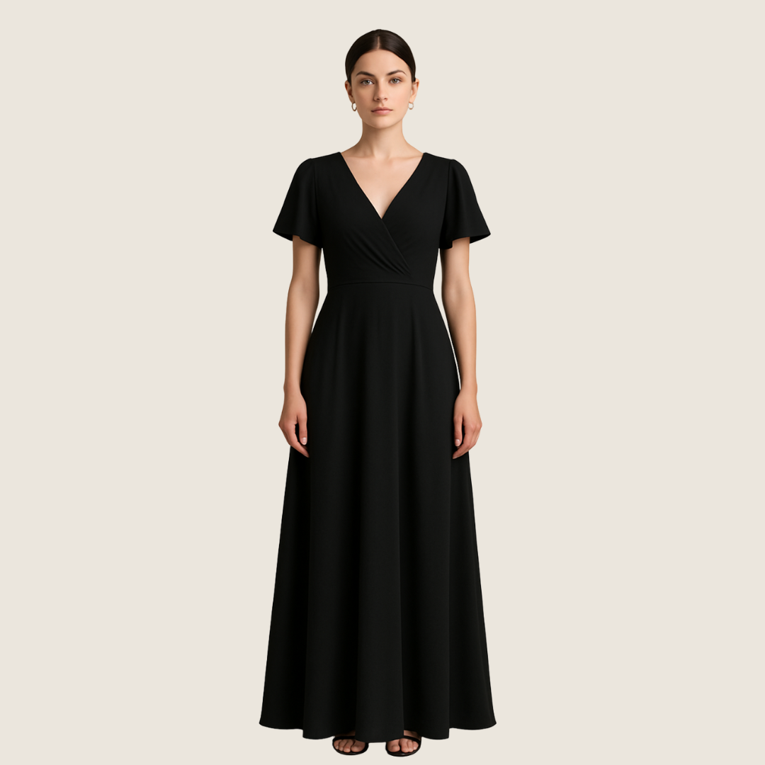 Women's Wedding Dress with V-Neck | Maxi