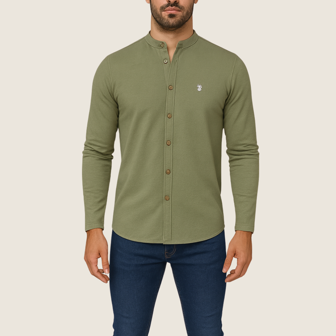 Men's Casual Long Sleeve Shirt | Round-Neck