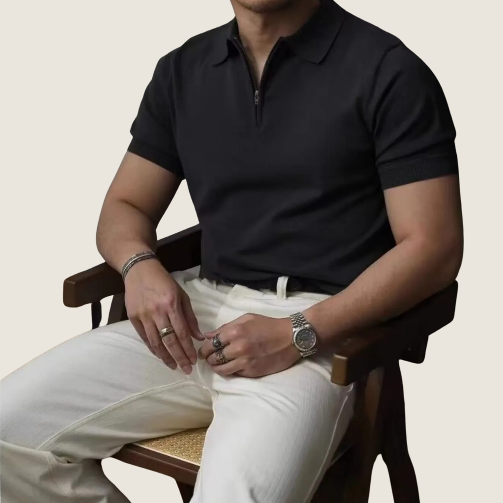 Men's Summer Quater Zip Polo Shirt | Short-Sleeve