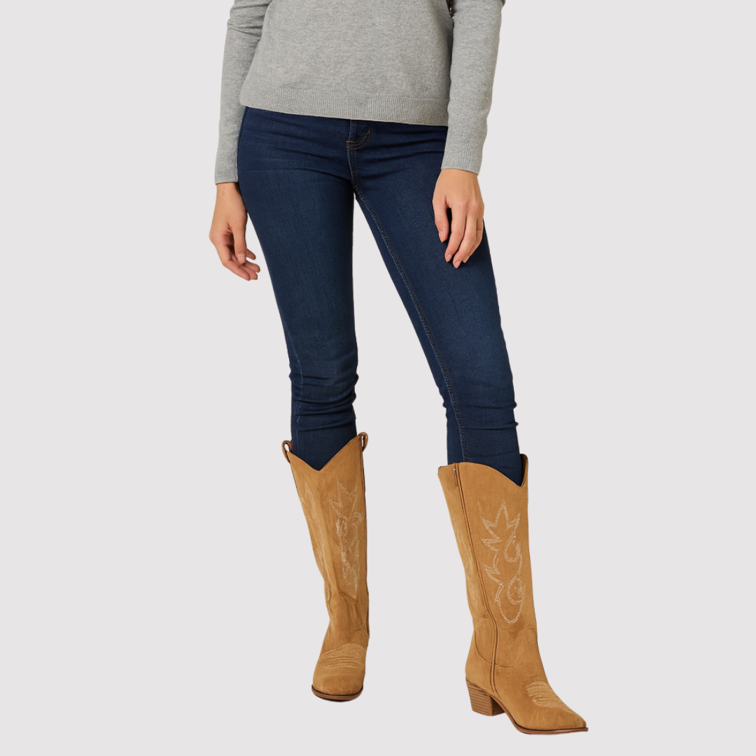 Women’s Knee High Cowboy Booots | Low-Heel