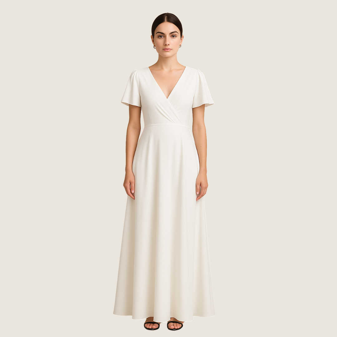 Women's Wedding Dress with V-Neck | Maxi