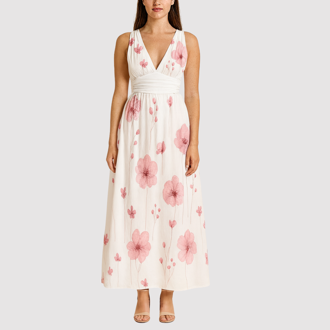 Women’s Summer Floral V-Neck Dress | Maxi
