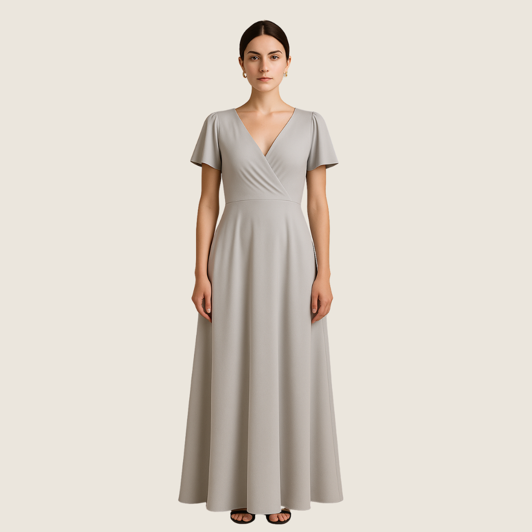 Women's Wedding Dress with V-Neck | Maxi
