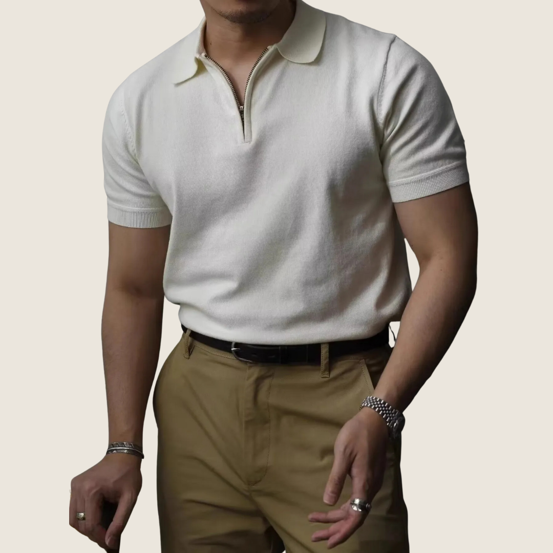Men's Summer Quater Zip Polo Shirt | Short-Sleeve