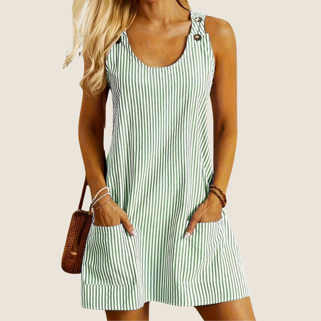 Women's Stripped Mini Summer Dress | Halter-Neck